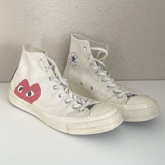 Come Des Garçons PLAY Converse Chuck Taylor Hidden Heart High Top Sneaker W11 M9 - Picture 9 of 15